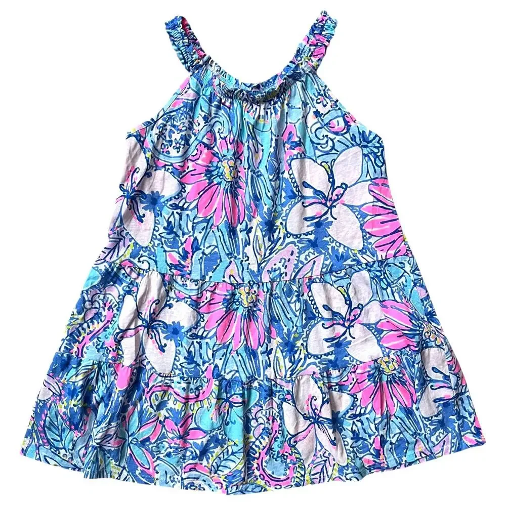Lilly Pulitzer Loro Dress Got Your Back Print Cotton Floral Girl's Medium 6-7 - Picture 6 of 6